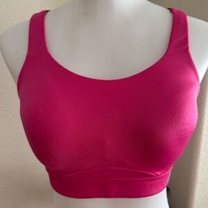 Avia pink with black sports bra Wire free 34D Adjustable Straps 3 eye hooks